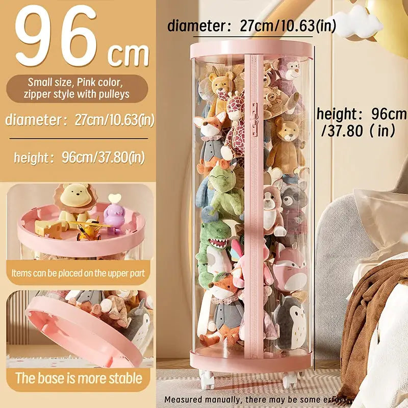 Transparent Doll Storage Box For Plush Toys And Dolls DIY Zipper Tube Organizer Christmas Gift For Kids