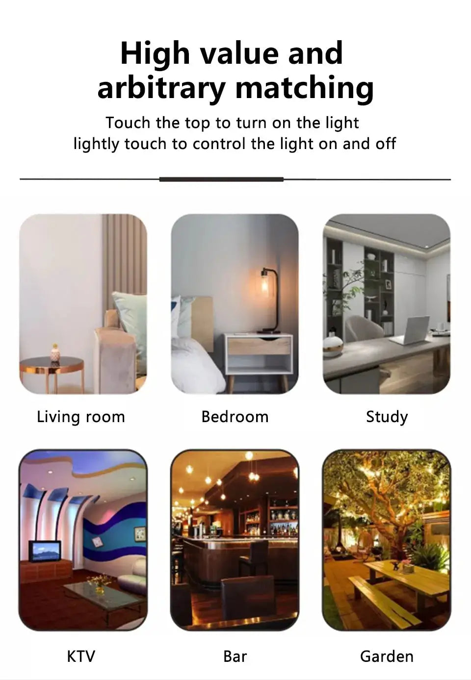 Simples Market LED table light, metal touch lamp, rechargeable night light; ideal for living room, bedroom, study
