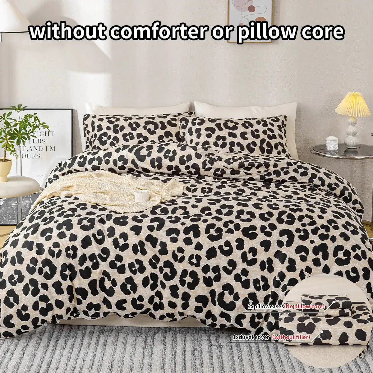 Simples Market 3-piece leopard print duvet cover set with 1 duvet cover and 2 pillowcases