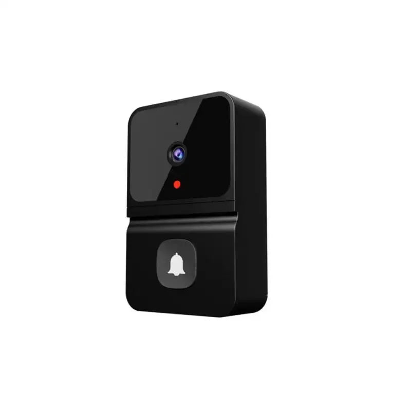 Wireless doorbell camera in black with front-facing lens and bell button, Simples Market