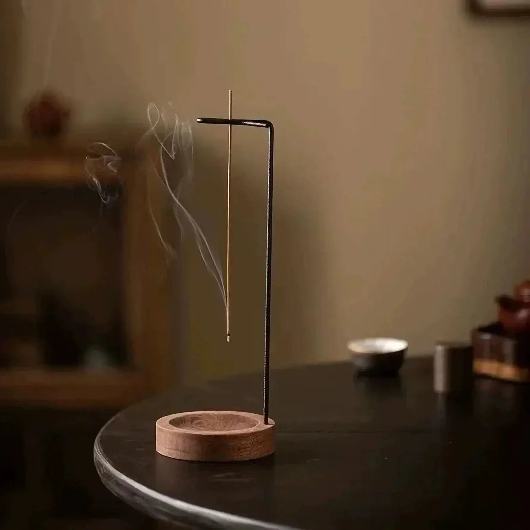 Upside Down Incense Burner Wooden Round Tray and Holder for Incense Sticks Ornament Home Yoga Decor