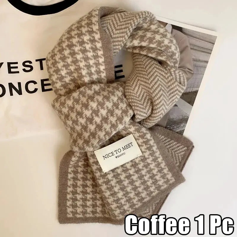 Atmosphere Double Sided Thickened Knitted Scarf Polyester Warm Winter Accessory For Students