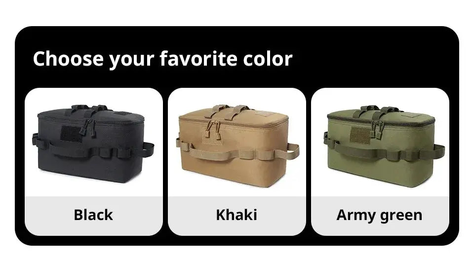 Large Capacity Outdoor Camping Storage Bag by Simples Market; three color options: Black, Khaki, Army Green.
