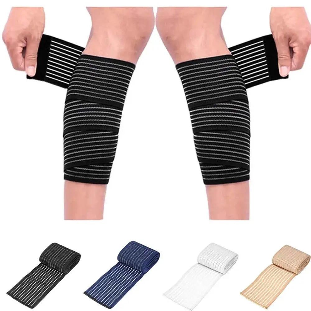Simples Market 1pc high-elasticity compression bandage wrap for ankle, knee, calf, thigh; available in black, blue, white, beige.