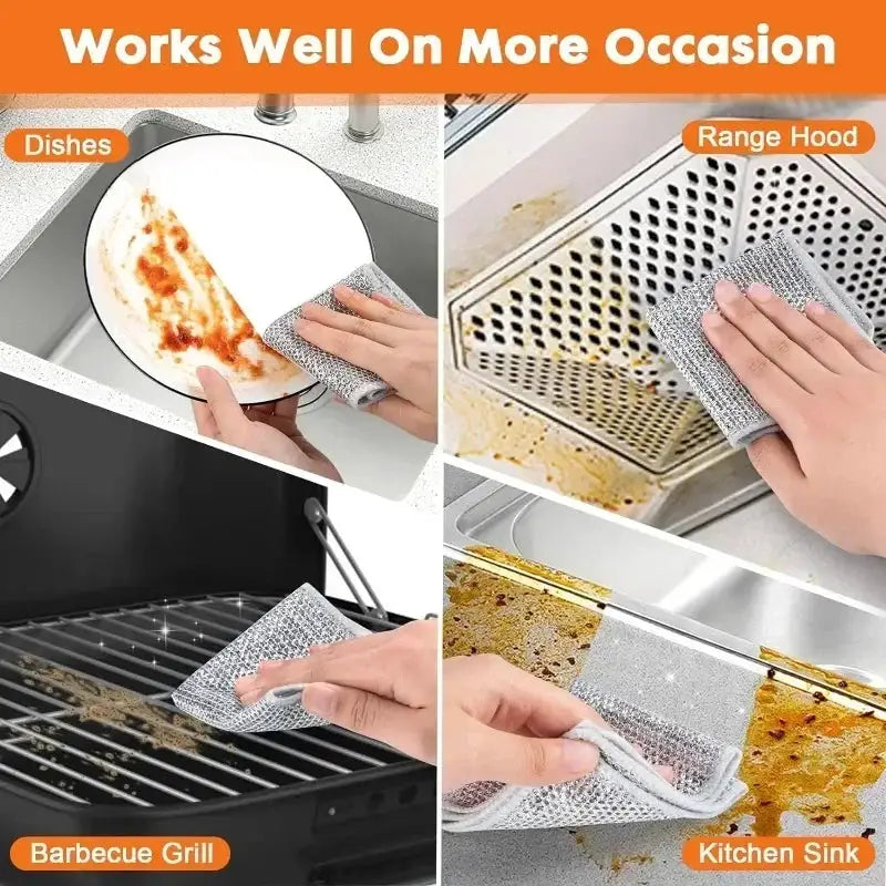 Dishcloth scrubber rag, gray, double-sided kitchen cleaning cloth for dishes, sinks and grills