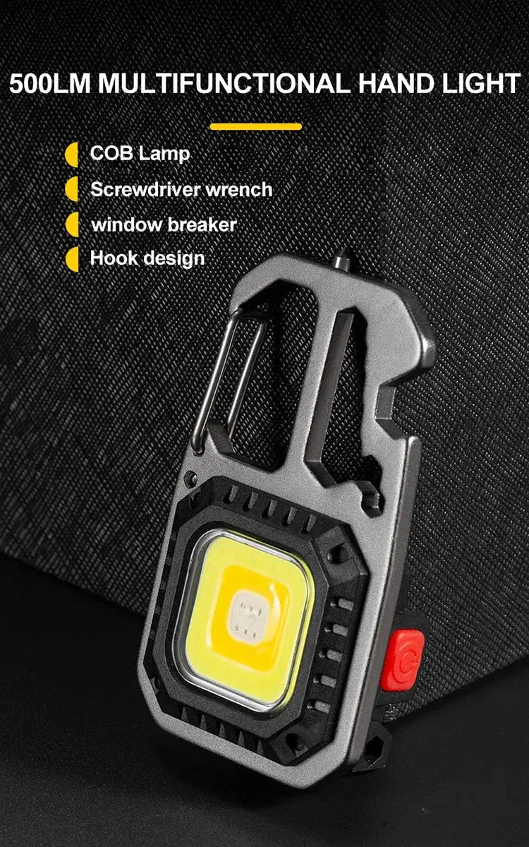 Simples Market COB keychain work light, 500LM rechargeable handheld LED with battery display and hook