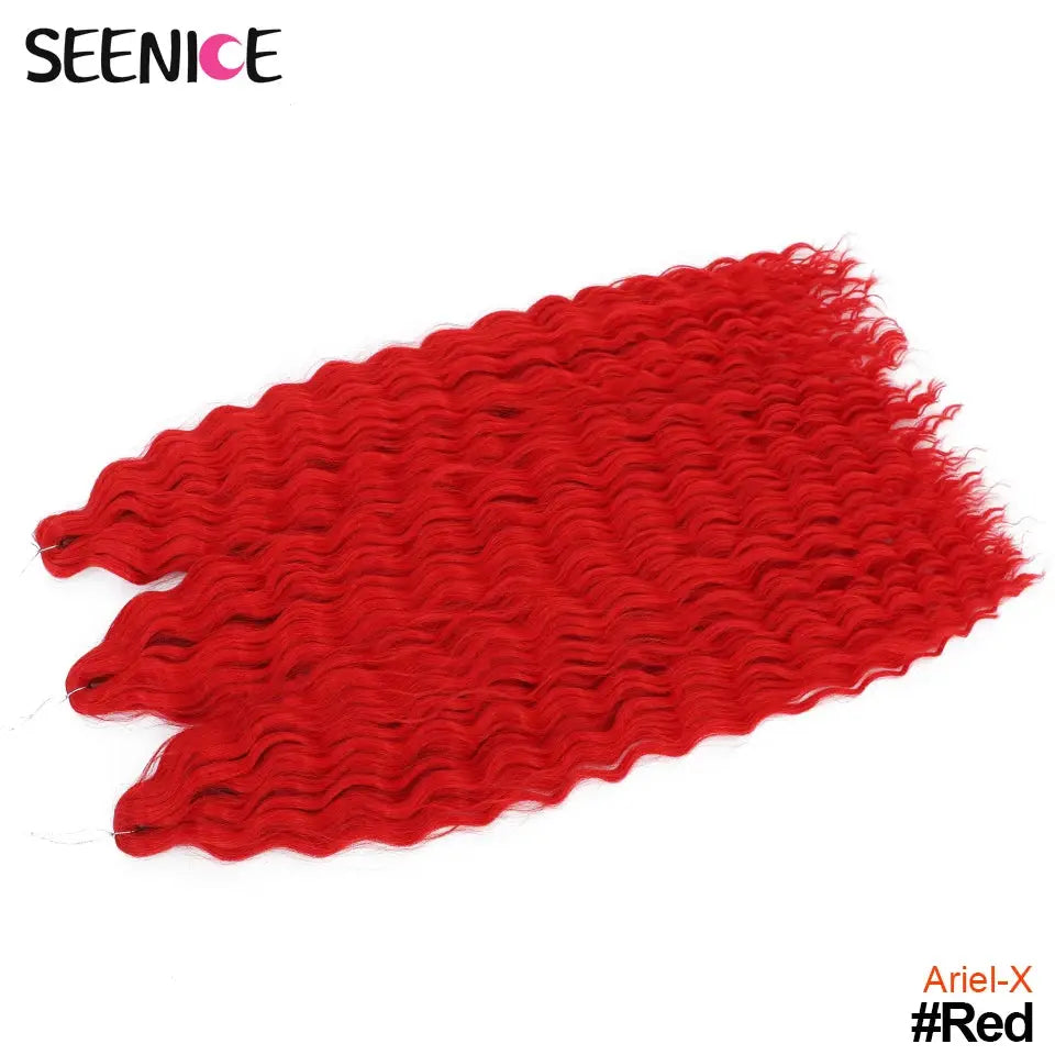 Ariel-X Red crochet hair extensions by Simples Market, water-wave Afro crochet braids, synthetic