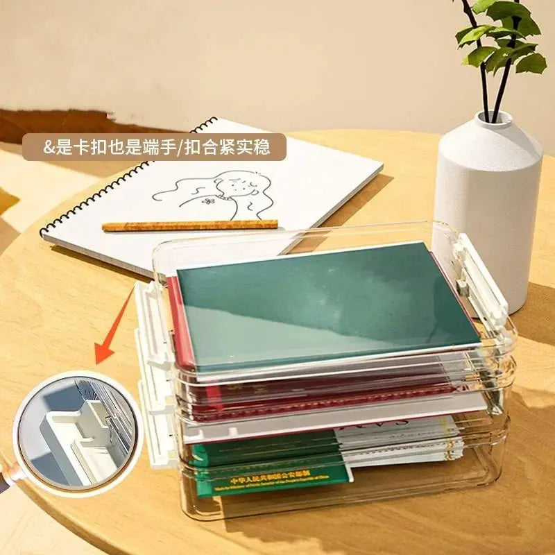 Acrylic Transparent Desktop Paper Storage Box For A4 Files And Exam Papers Dustproof Document Organizer