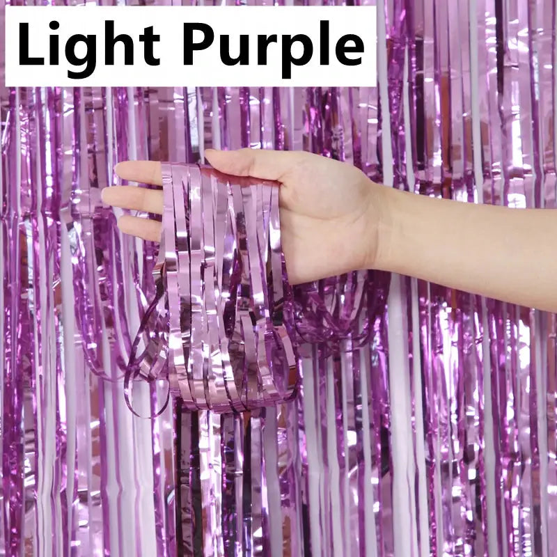New 4 2 1 Pack Party Backdrop Metallic Foil Fringe Tinsel Curtain For Birthday Wedding Baby Shower