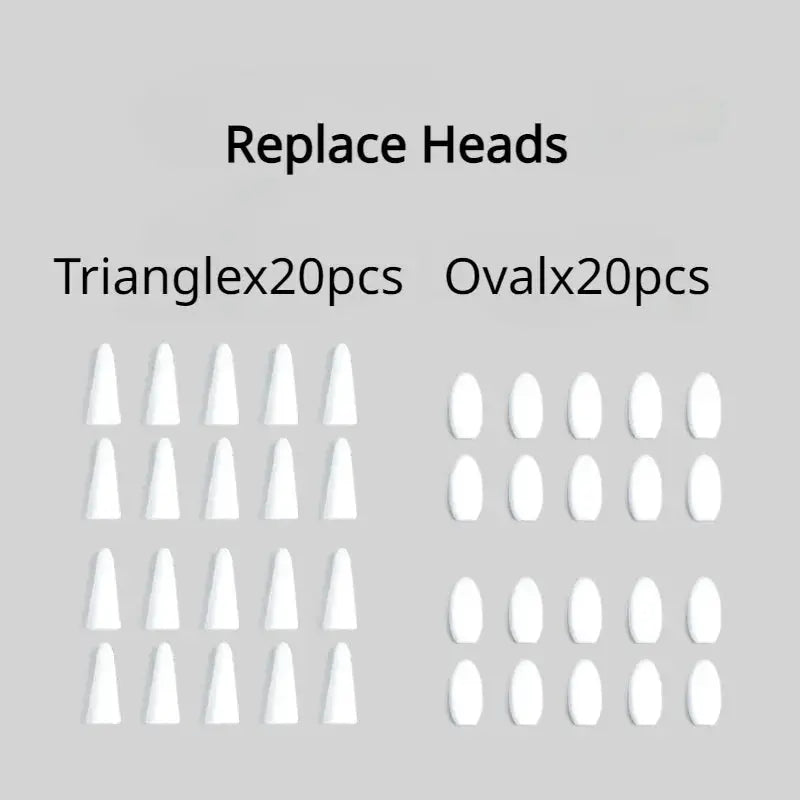 Replace heads set with 20 triangle tips and 20 oval tips.