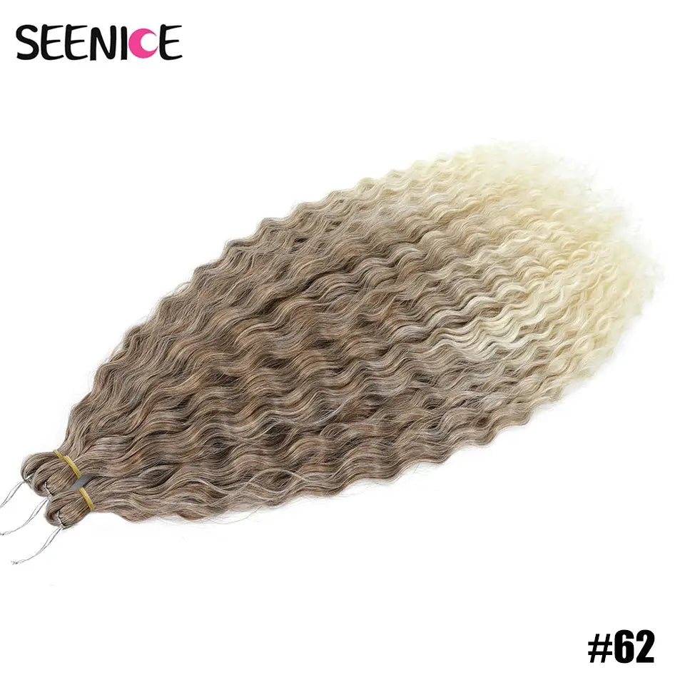 Ariel Curl crochet hair extension by SEENICE, ombre brown-to-blonde water-wave synthetic braids, 22in