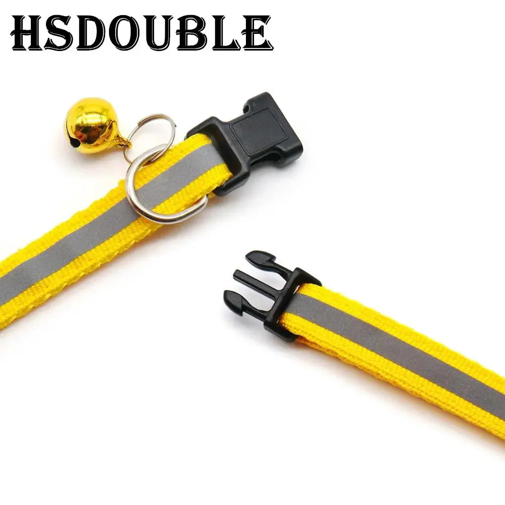 2 Pack Reflective Adjustable Cat And Small Dog Collars With Sash Bells In 12 Colors For Night Visibility
