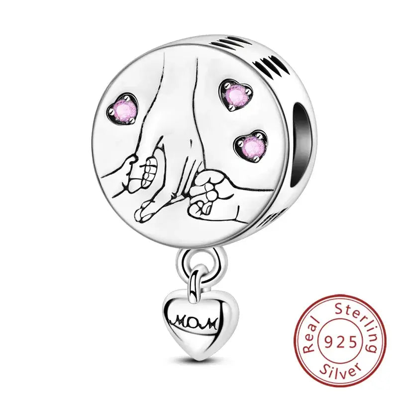 925 Sterling Silver Charms Beads Forever Love Heart Dangle For Bracelet Women Jewelry Gift Sister Family Life