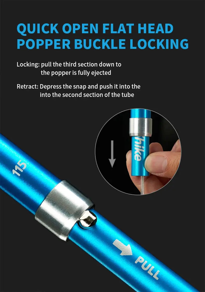 Trekking pole Naturehike blue aluminum ultralight folding 1pc with quick-lock mechanism