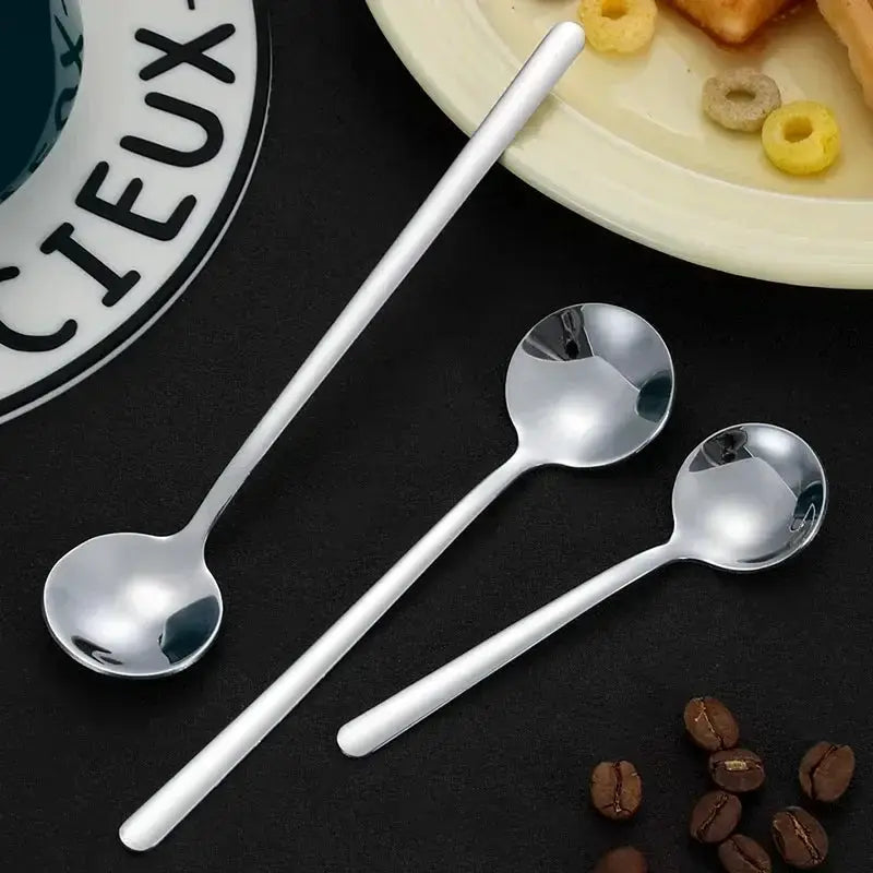 Cute Long Handle Stainless Steel Gold Finish Coffee Dessert Ice Cream Spoons Kitchen Tableware Set for Wedding