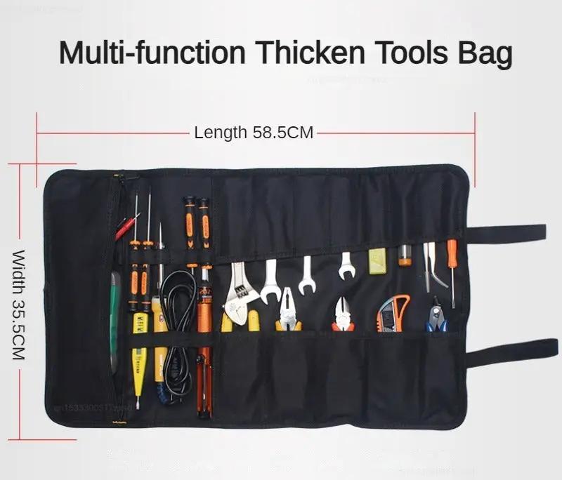 Simples Market multifunction tool bag in black Oxford canvas with organized pockets and carrying handles