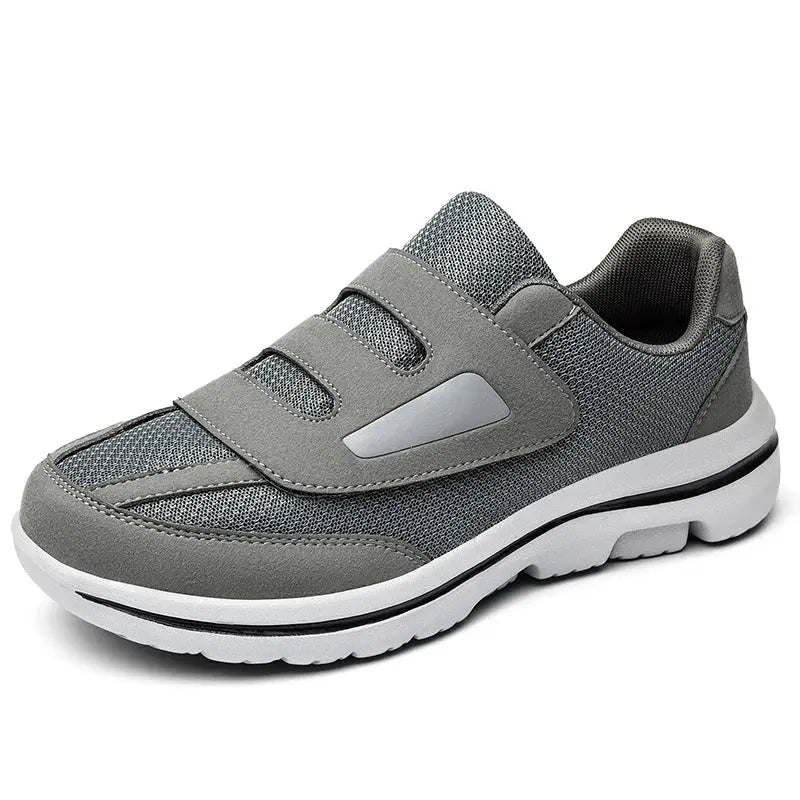 Simples Market wide-toe gray orthopedic diabetic sneakers with Velcro straps for swollen feet