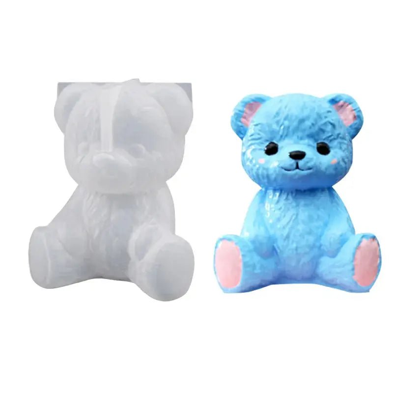 DIY Crystal Resin Drop Mold Teddy Bear 3D Sitting Bear Display Stand Fragrance Wax Resin Ornament Silicone Gel - Simples Market
