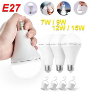 LED Rechargeable Light Bulb 7W 9W 12W 15W Emergency Portable Hanging Camping Lamp for Tent Home Power Outage Porch