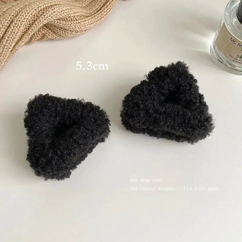 CozyNook Plush Cat Ears Hair Clips 2 Pack Beige Duck Beak Clips for Women and Girls