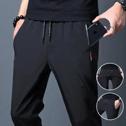 Mens Casual Jogger Pants Elastic Waist Straight Slim Fit Korean Classic Trousers In Blue Black Gray Plus Size