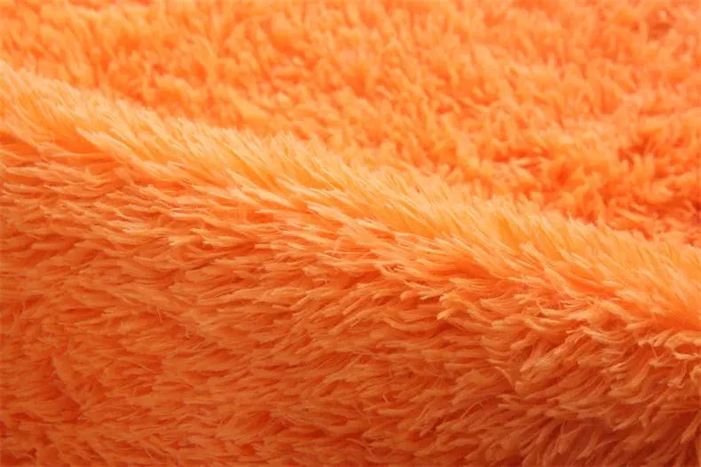 Premium Fluffy Area Rug by Simples Market, orange shag carpet, ultra-soft living room rug.
