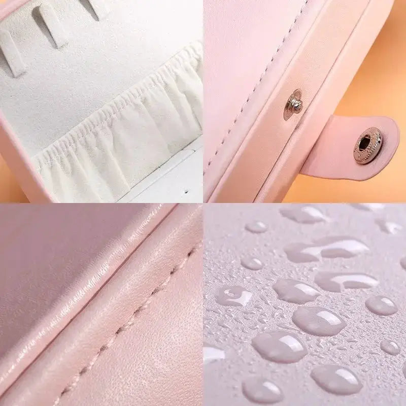 Portable Leather Jewelry Box Organizer Case Travel Storage Zipper Jewelry Display