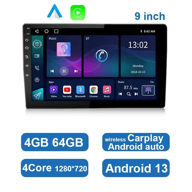 ESSGOO 9-inch car stereo with Android Auto and CarPlay, 4GB/64GB, Android 13