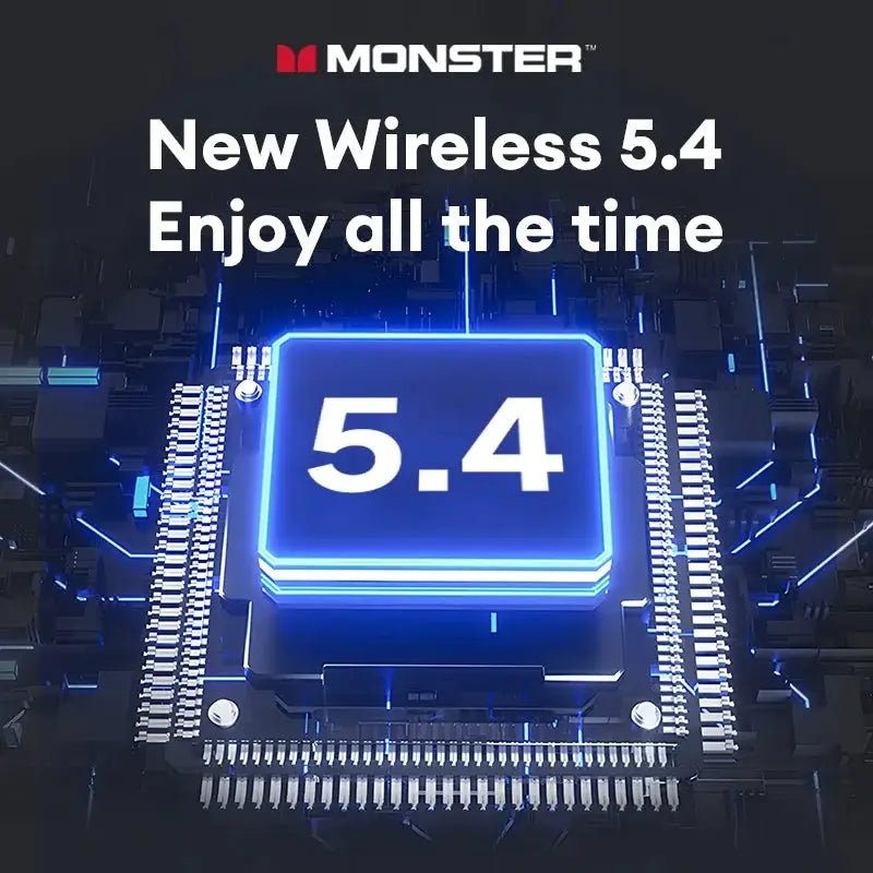 Monster MQT52 TWS wireless gaming earbuds, Bluetooth 5.4, HiFi stereo sound, noise canceling