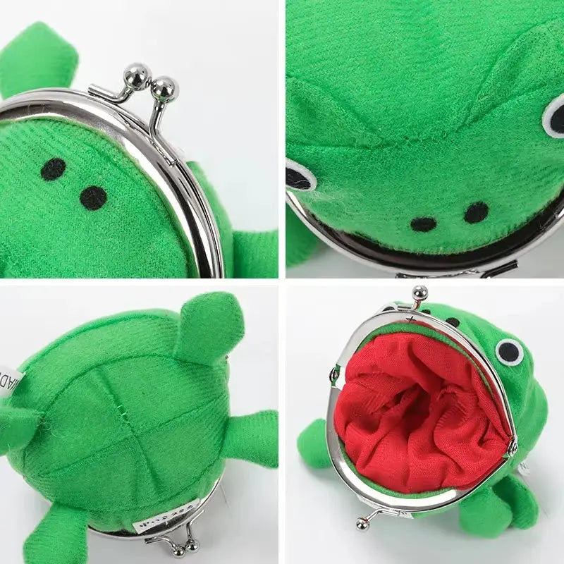 Cute Anime Frog Purse With Kissing Lock Plush Frog Shape Bag For Women Role Play Accessory