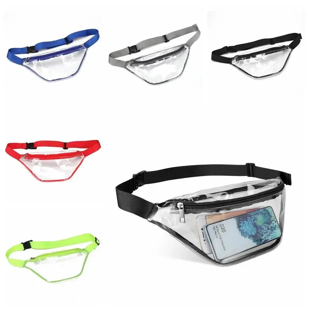 Simples Market transparent PVC waterproof waist pack; clear pouch with adjustable strap, six-color set.