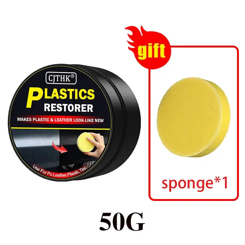 CJTHK Plastics Restorer 50G for car plastics and leather with free yellow sponge gift