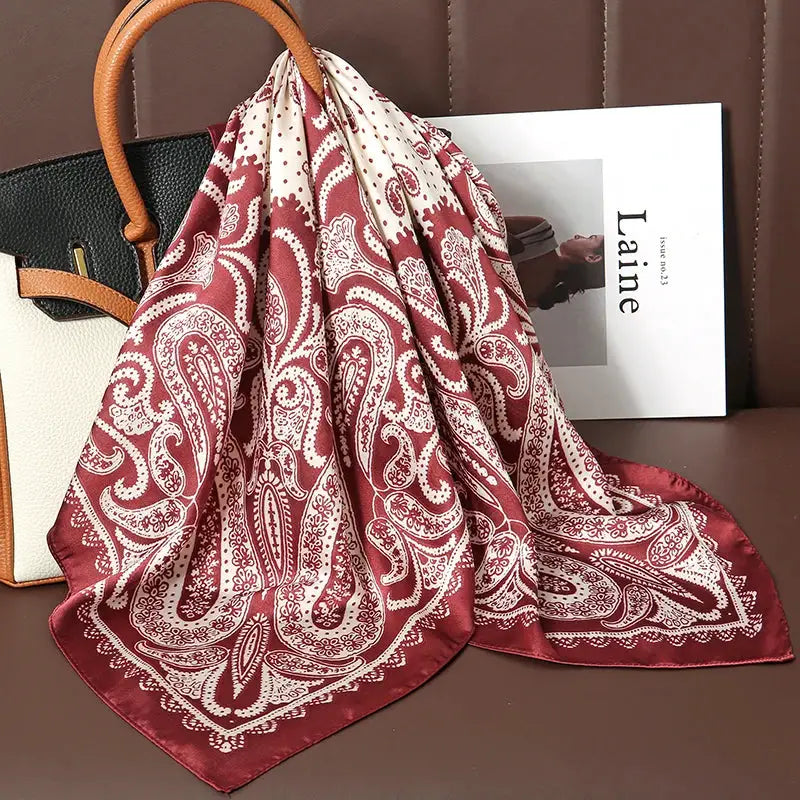 Luxe Silk Satin Square Scarf Silk Feel Finish Versatile Fashion Wrap For Shawl Hijab Neckerchief Hair Ribbon Headband
