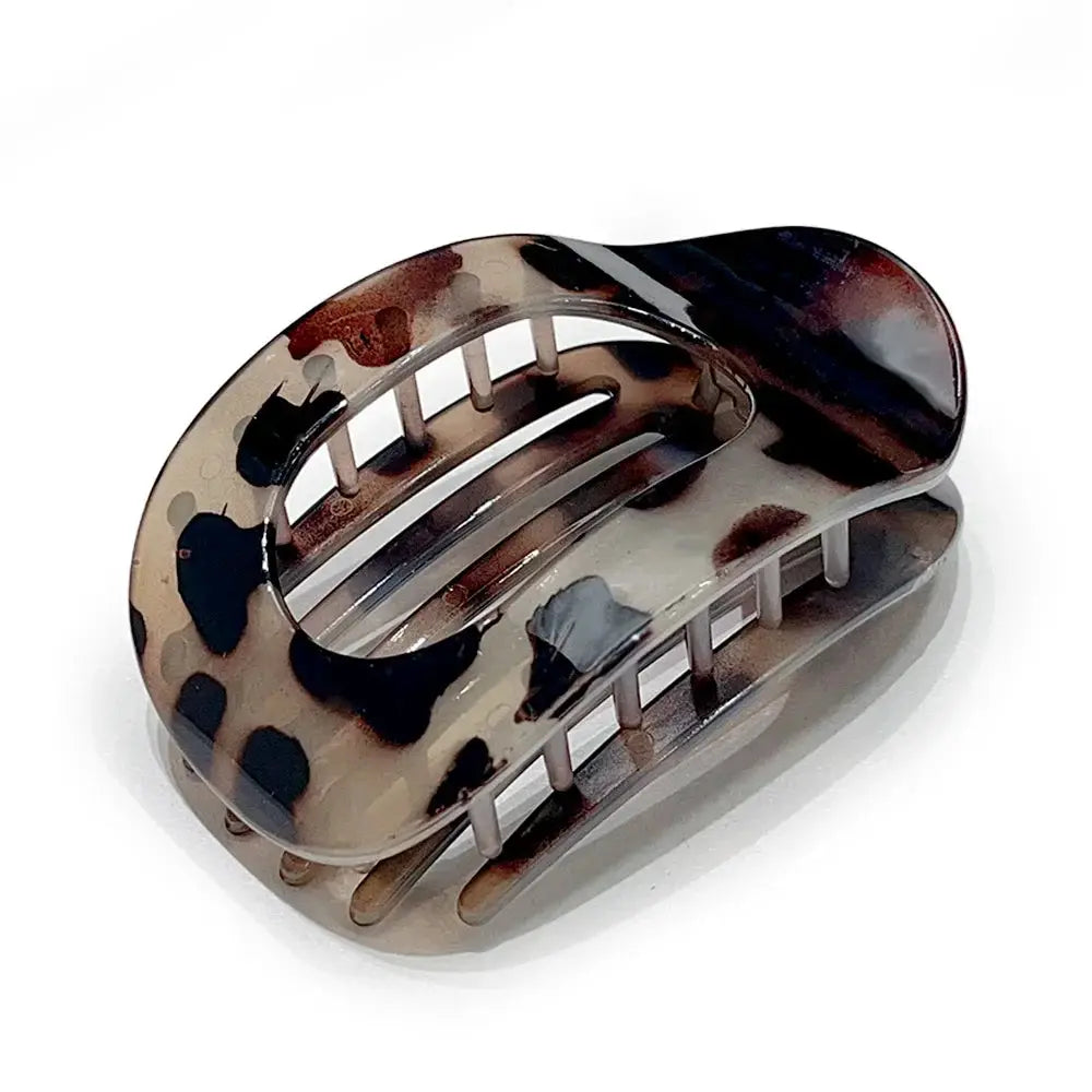 LuxeHair Oval Leopard Hair Claw Clip Curved Matte Acrylic For Secure All Day Hair Styling