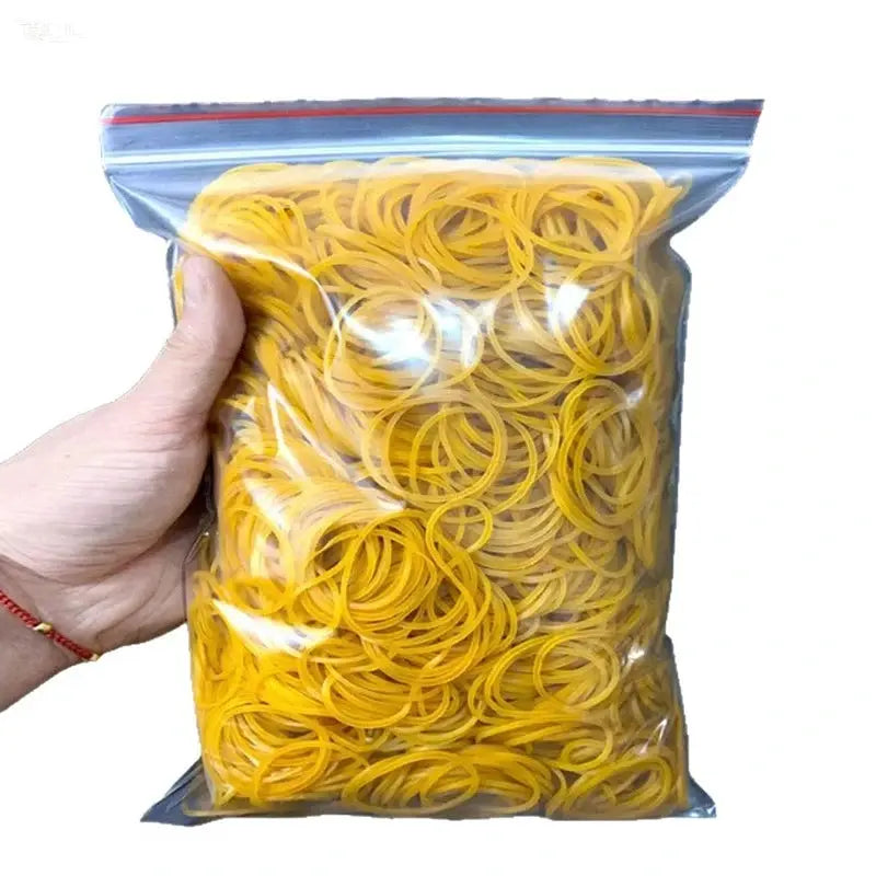 Yellow rubber bands in a resealable bag; high-elasticity, heat-resistant, 100/300/666-piece set