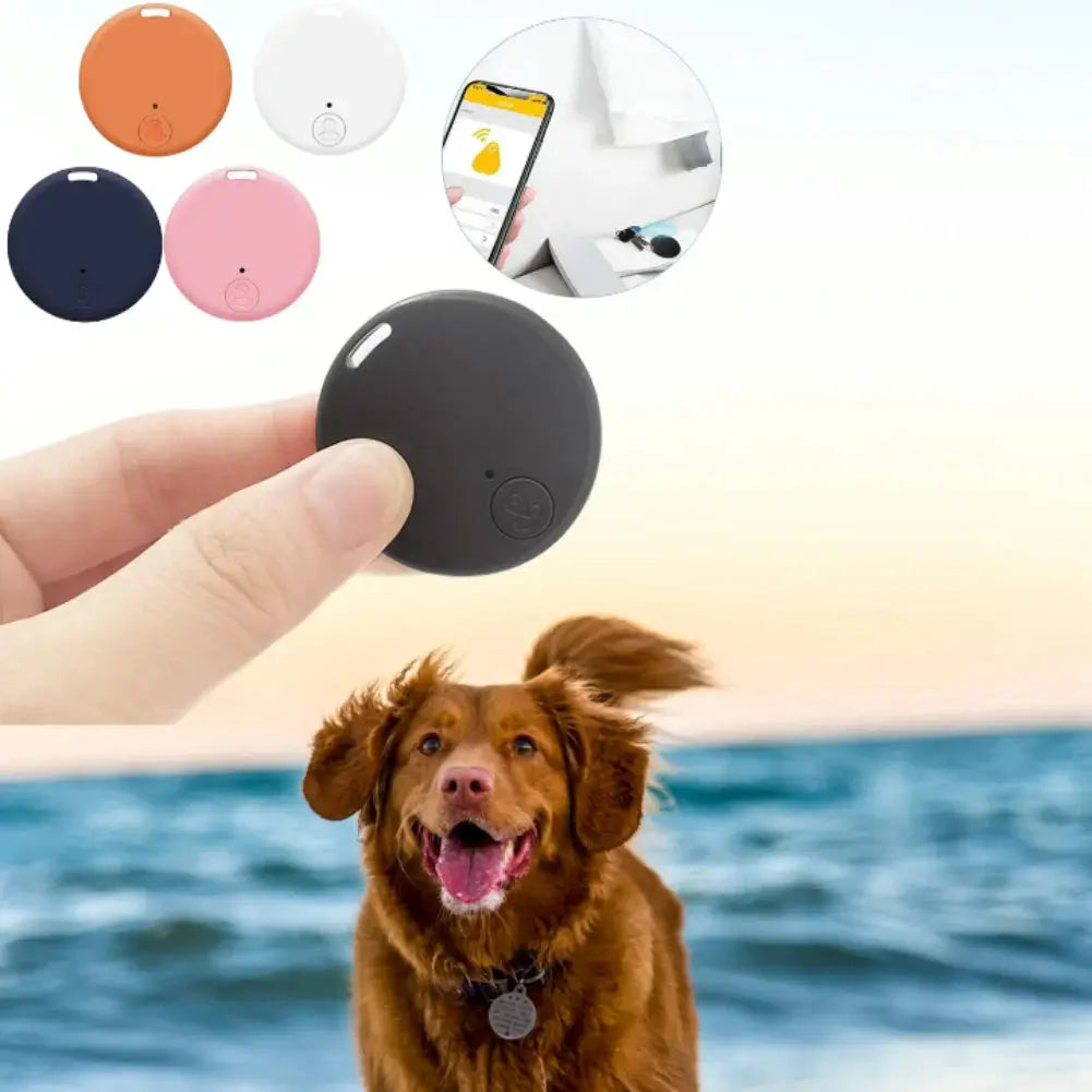 Round black GPS Bluetooth 5.0 anti-lost tracker for pets (dog/cat) with color options