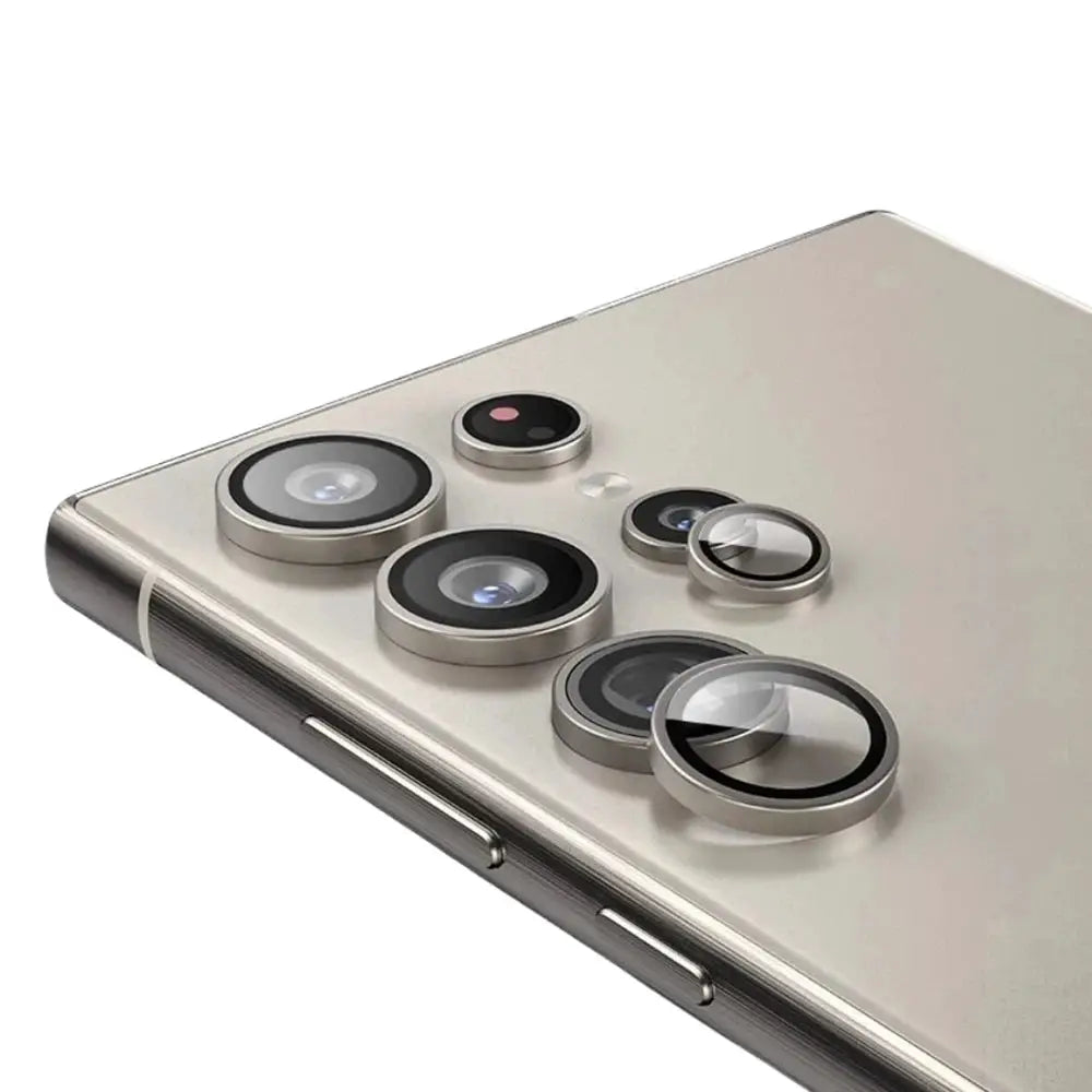 Simples Market camera lens rings and caps for Samsung Galaxy phones; silver metal back lens protectors, set of 6
