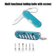 Multifunctional Outdoor Folding Knife With Screwdriver Bits Keychain Tool Stainless Steel Portable Pocket Knife