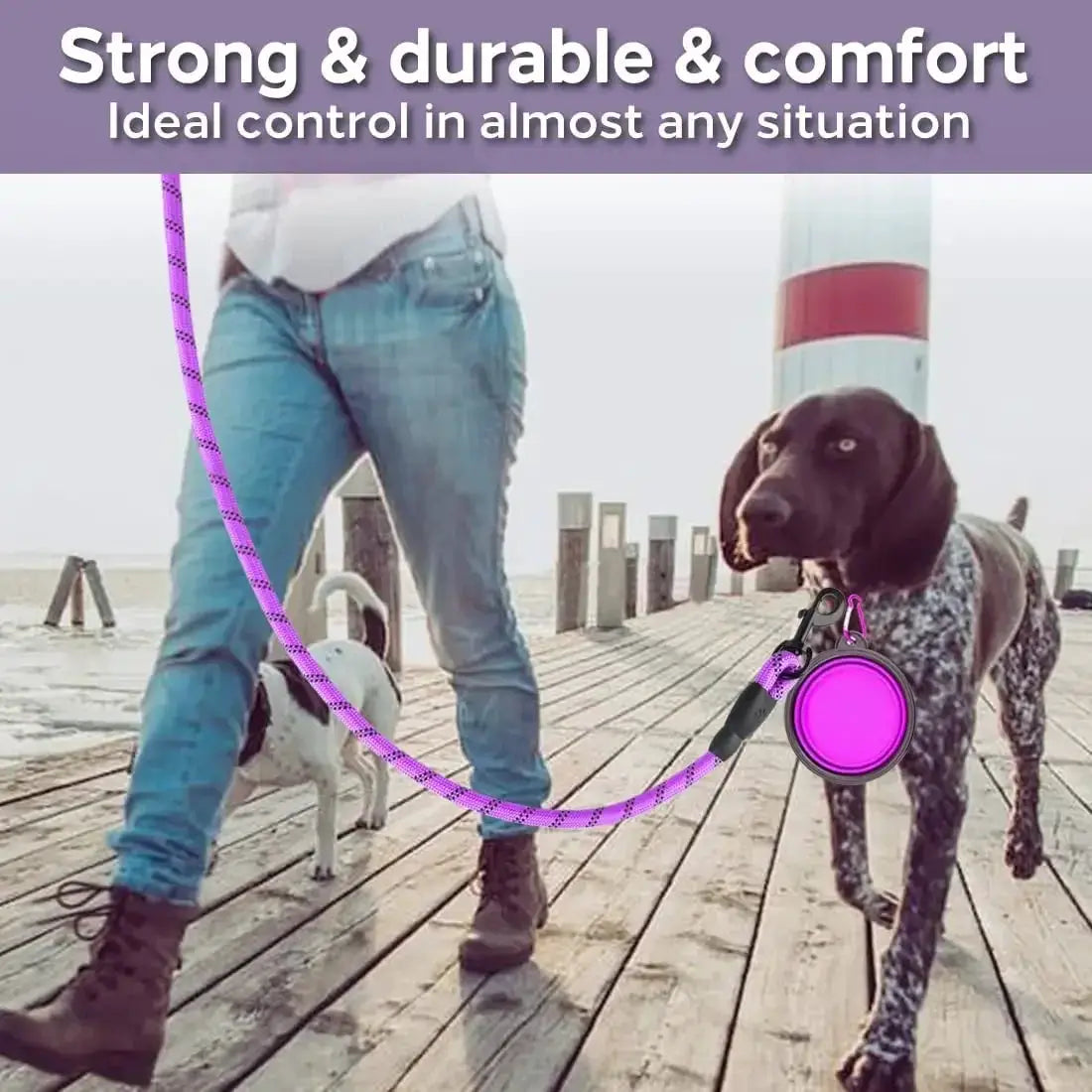 Strong Durable Reflective Nylon Dog Leash For Small Medium And Large Dogs Heavy Duty Tow Safe Walk