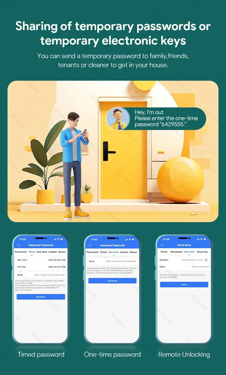 Fingerprint smart door lock with wifi, Bluetooth and TTLock app by Simples Market