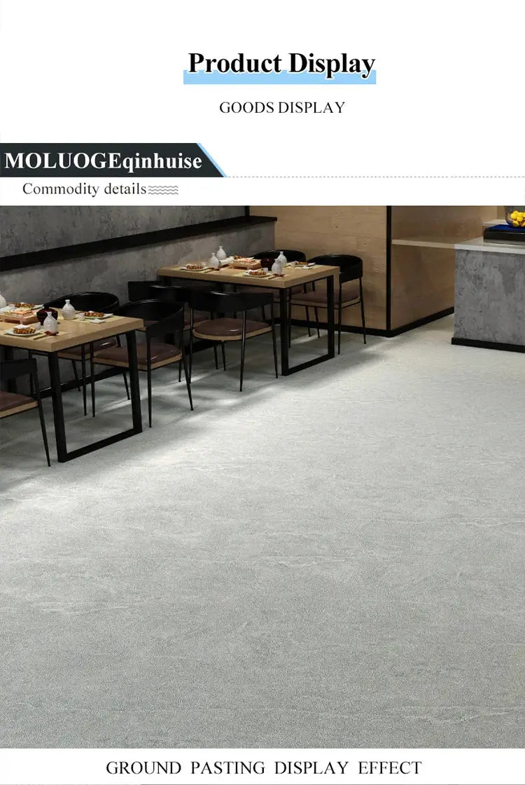 Simples Market 40cm PVC floor sticker with light gray ceramic tile pattern; waterproof, self-adhesive flooring