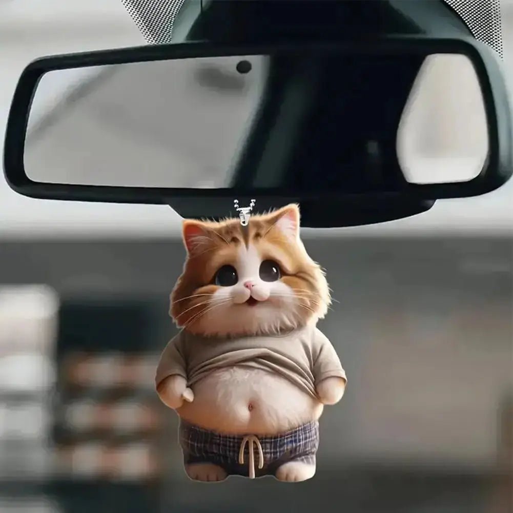 Fat Puppy Keychain 2D Flat Acrylic Cartoon Dog Ornament For Car Mirror Backpacks Hanging Pendant Home Decor - Simples Market