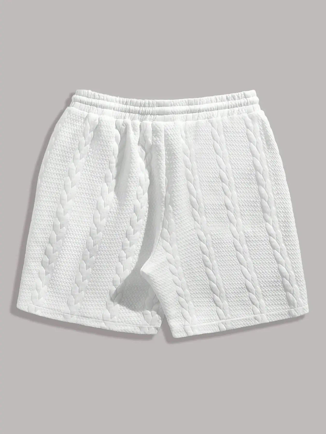 Men's white quilted drawstring shorts, Simples Market, breathable casual 5-inch inseam