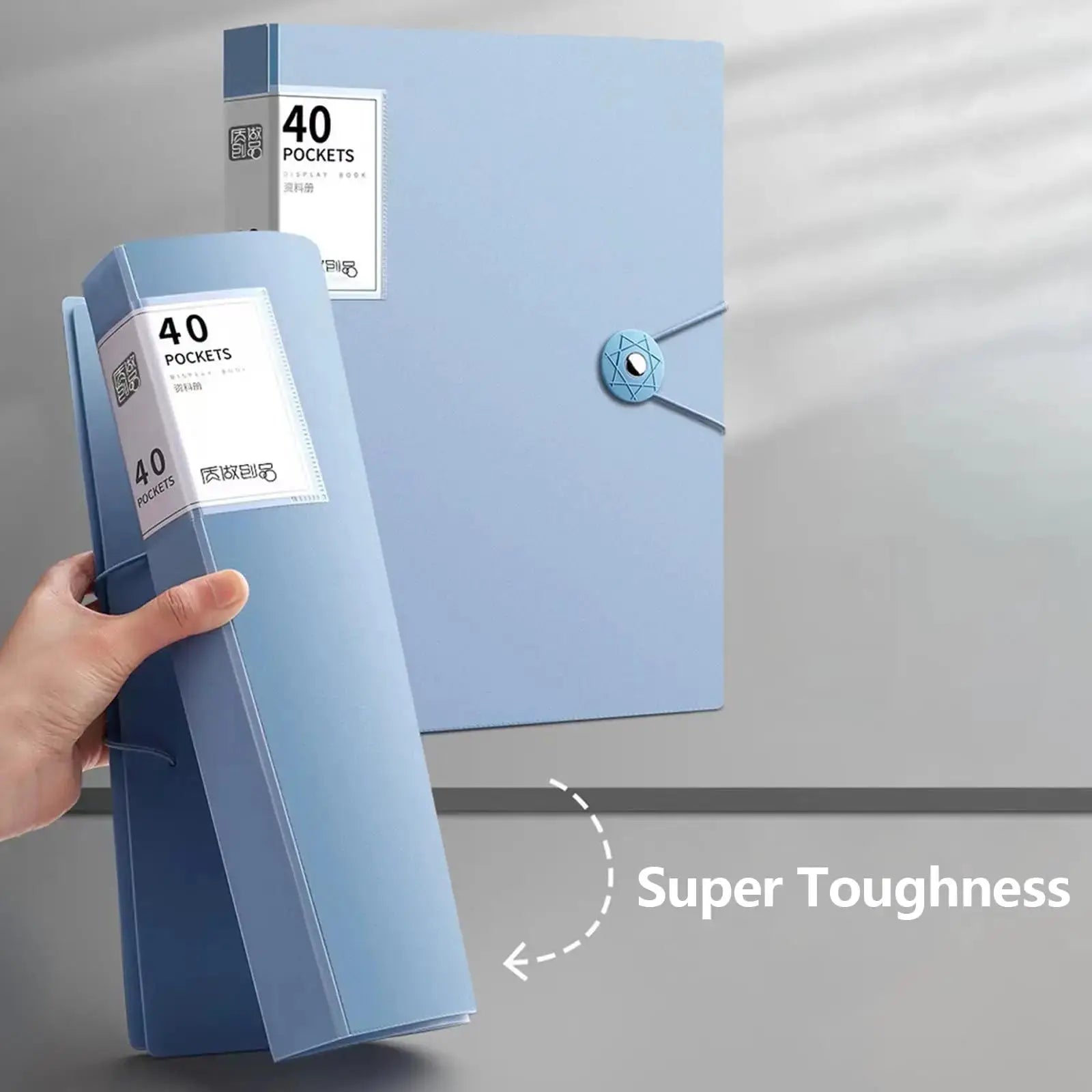Blue 40-pocket document binder set for designers, architects, and students