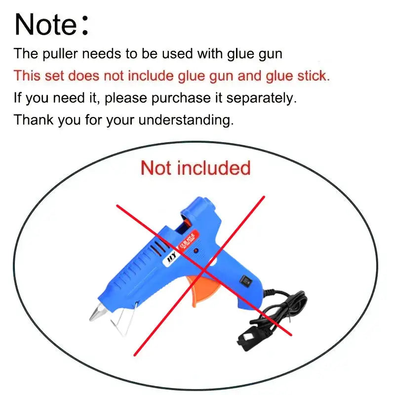 Blue hot glue gun for car dent repair kit; glue gun and glue sticks not included.