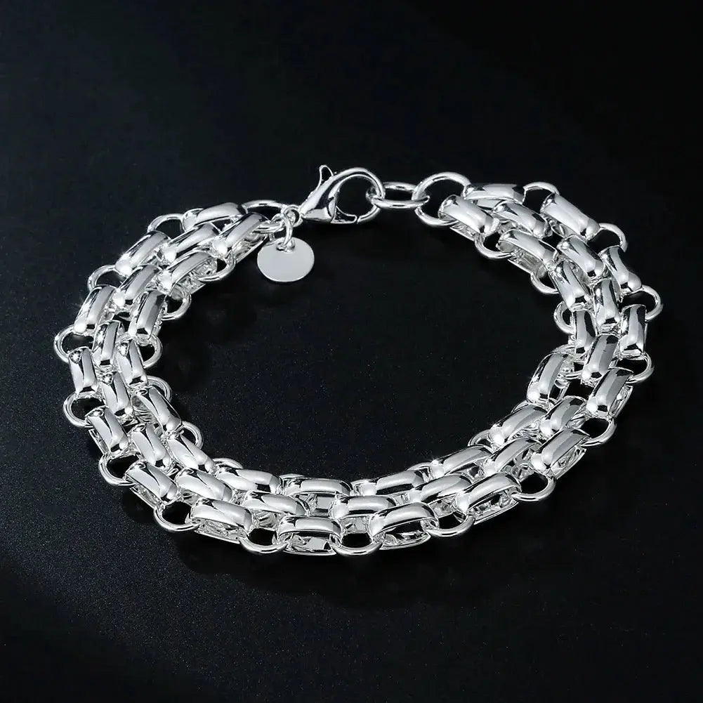 925 Sterling Silver Fine Chain Bracelet For Women And Men With Charms Wedding Gift Fashion Jewelry