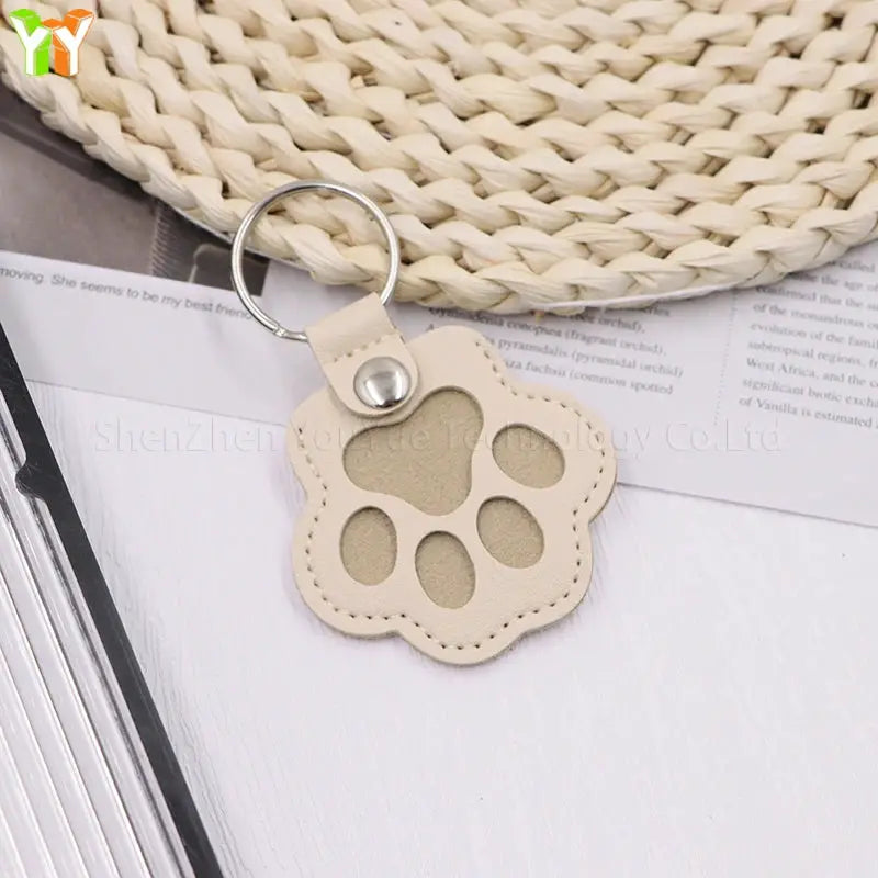 Leather Pet Hair Storage Bag Keychain Cat Paw Pendant Multifunctional Portable Jewelry Pouch