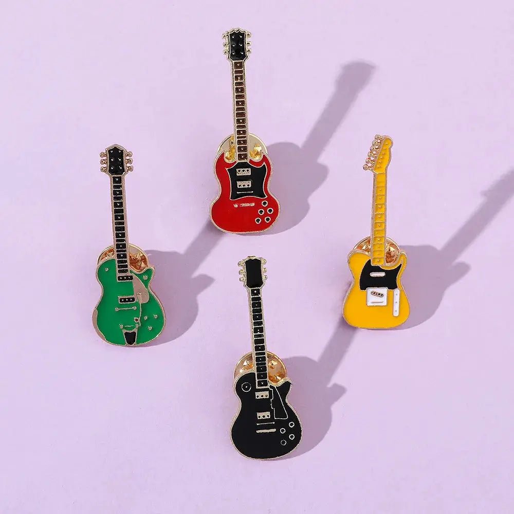 ZAKOL Vintage Metal Enamel Guitar Brooch Unisex Fashion Pin Gift For Men Women Musical Instrument Accessory - Simples Market
