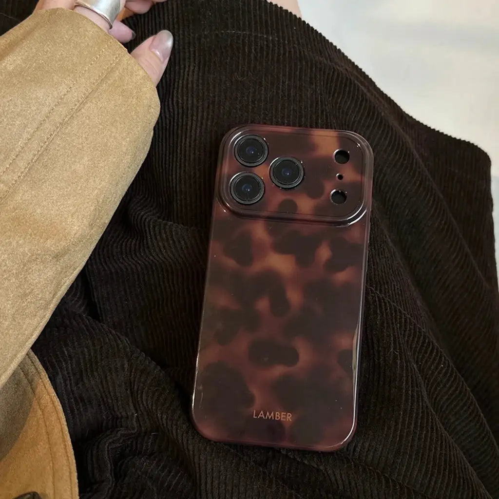 Retro Amber Color Lamber Pattern Glossy Phone Case For IPhone 12 Pro Max To IPhone 17 Pro Max Plus Air