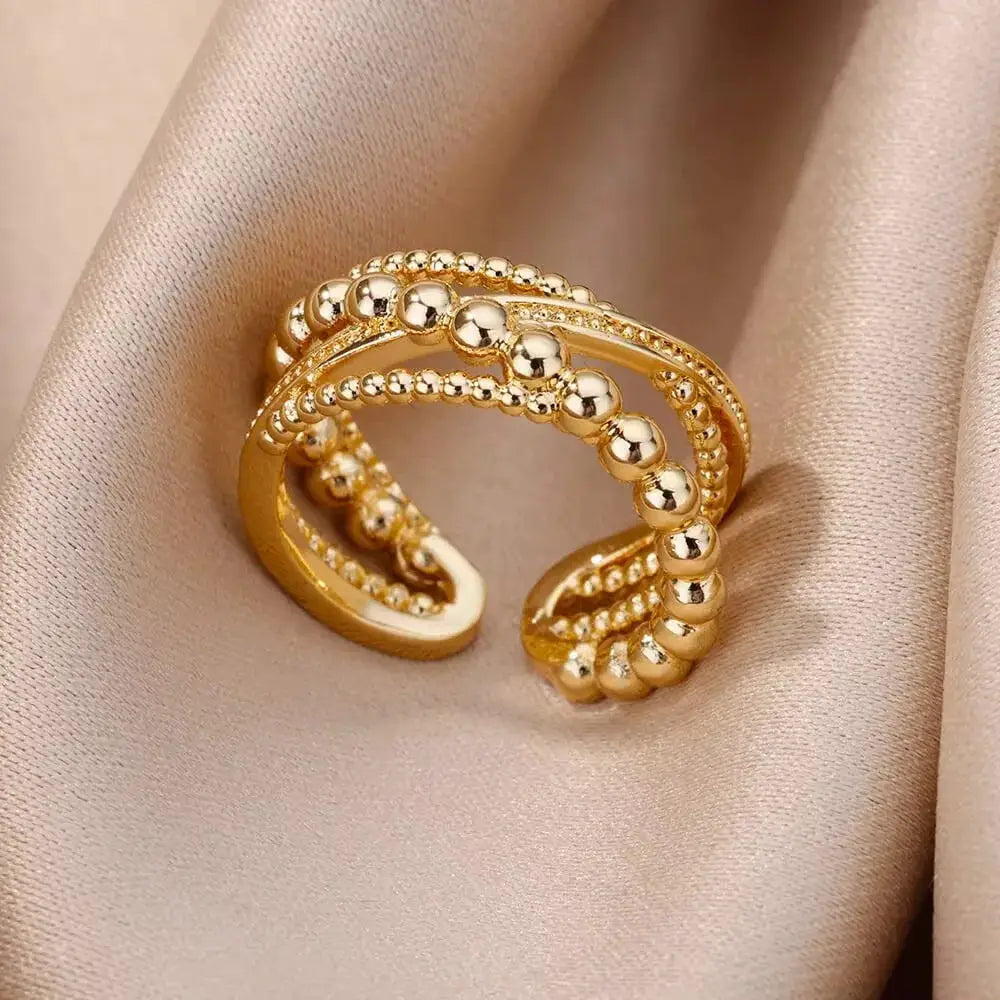 Stainless Steel Belt Ring For Women Zircon Adjustable Belt Finger Ring Geometric Wedding Aesthetic Jewelry Gift